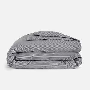 Classic Duvet Cover Set + 2 Pillow Cases Striped Grey Charcoal QUEEN